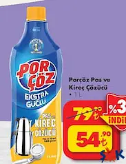 PORÇÖZ EKSTRA PAS VE KİREÇ ÇÖZÜCÜ 1 L PORÇÖZ EKSTRA PAS VE KİREÇ ÇÖZÜCÜ 1 L